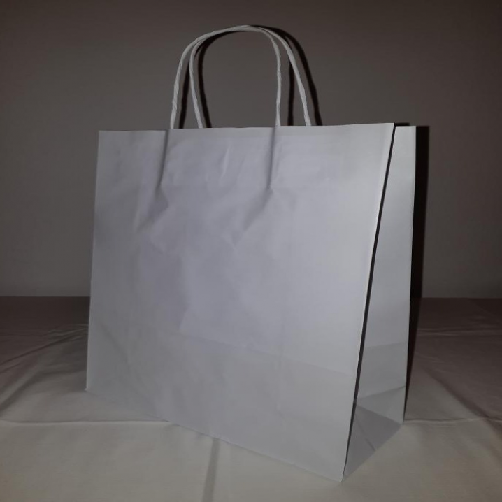 SACOLA DE PAPEL BRANCA M 24X31X10