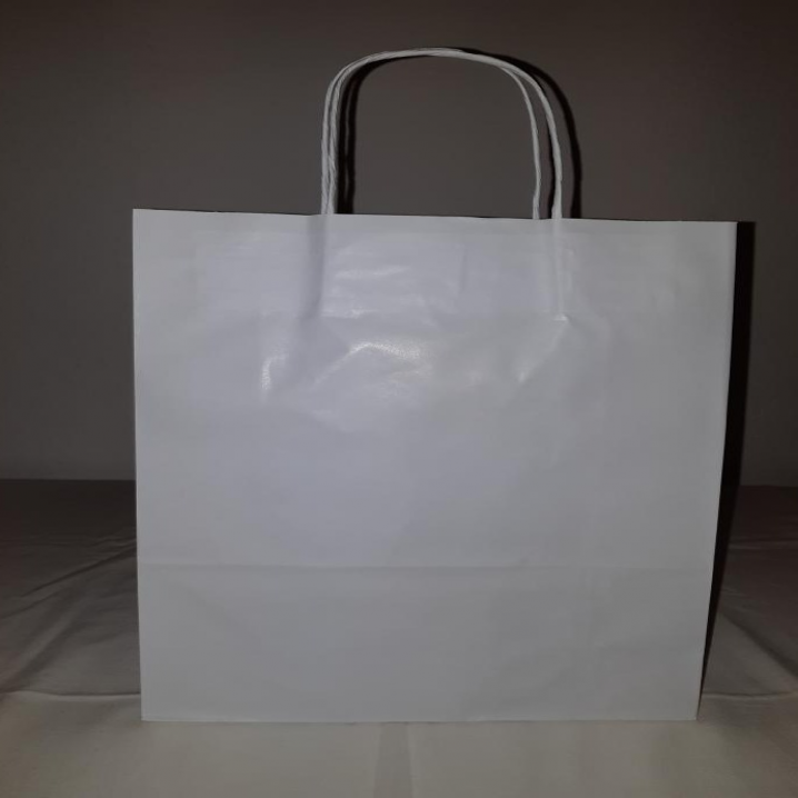 SACOLA DE PAPEL BRANCA M 24X31X10